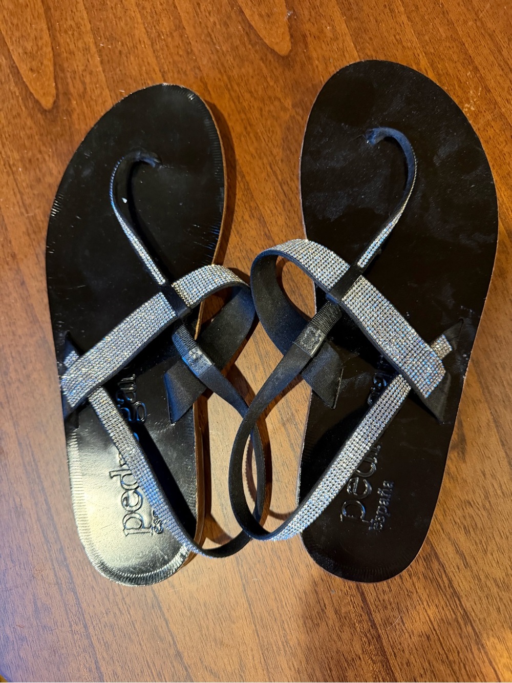 Pedro Garcia Black Sandals with Silver Crystal Straps - Picture 1 of 5